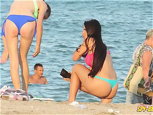 spycam Beach scorching Blue swimsuit g-string unexperienced nubile video